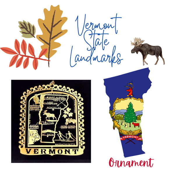 Nations Treasures Vermont State Landmarks Ornament, Brass - Picture 2 of 7